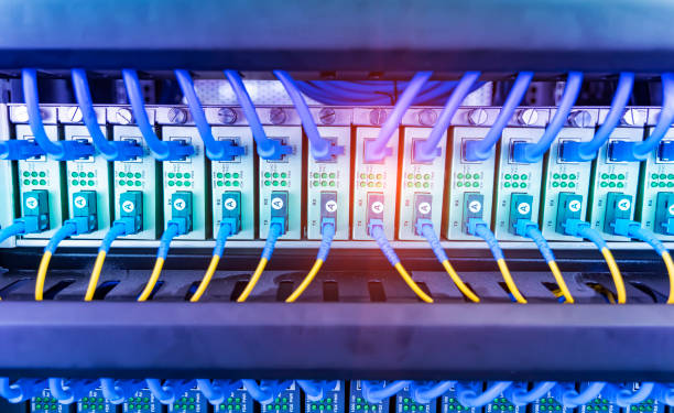 Neatly organized residential network rack